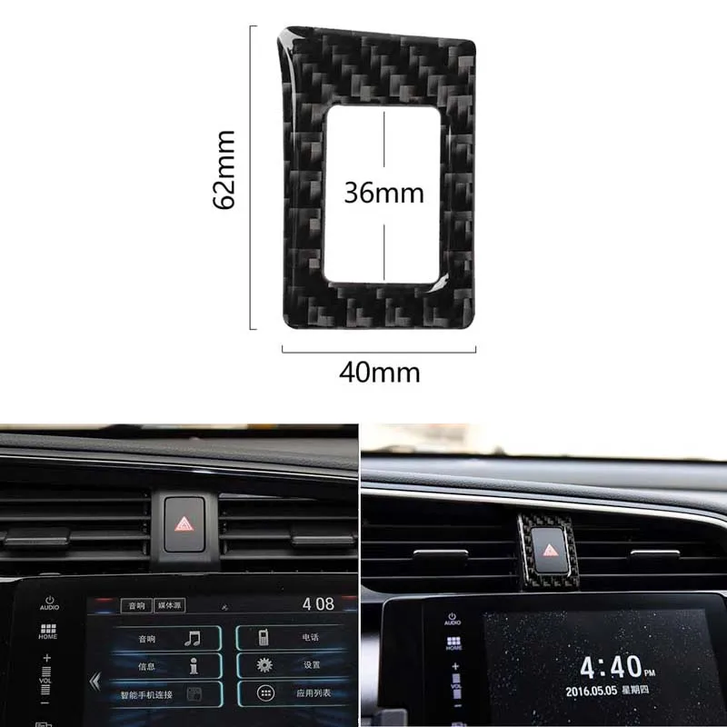 

Car Carbon Fiber Hazard Warming Light Trim fit For Honda Civic X 2016-2018