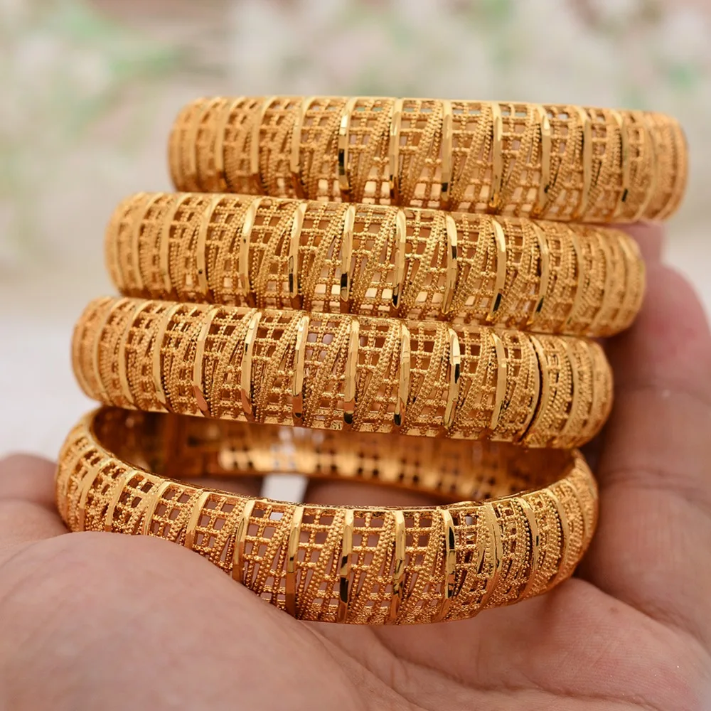 ANNAYOYO 4 шт./лот золотой цвет браслеты "Дубай" для женщин эфиопские браслеты Ближний Восток Свадебные украшения африканские подарки