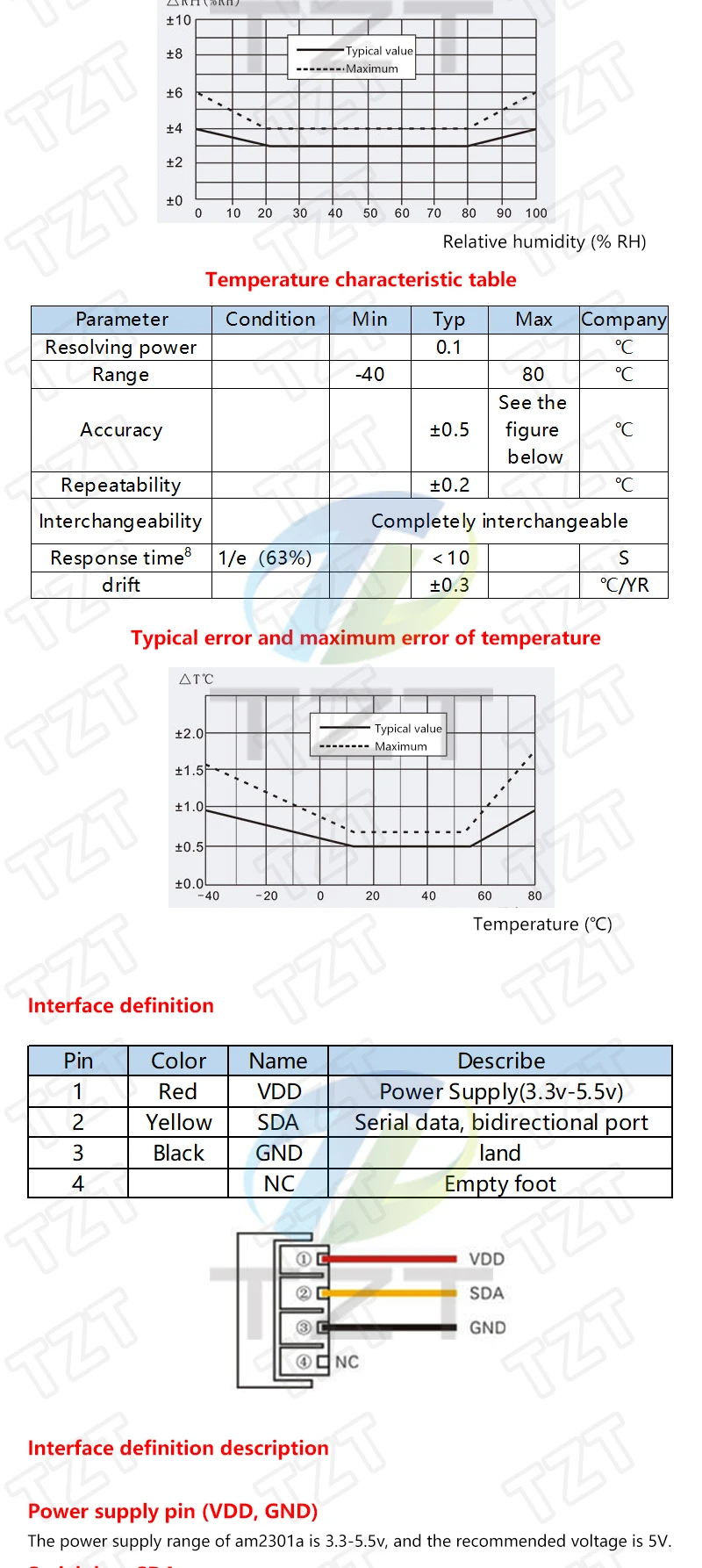 TZT 1/3PCS Neue DHT21 AM2301A Kapazität Digitale Temperatur und feuchtigkeit Erkennung modul Für Arduino – Detail 4