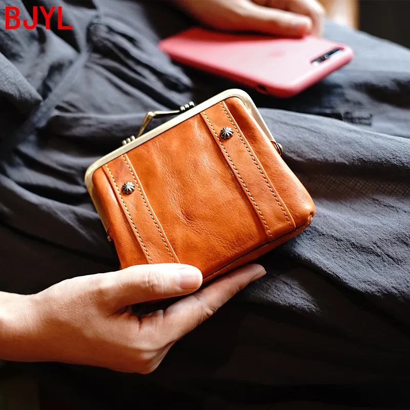 Индивидуальный Женский кошелек для монет, первый слой, поцарапанный, поцарапанный, из воловьей кожи, Ретро стиль, небольшой кошелек, гарнитура, сумка для хранения монет