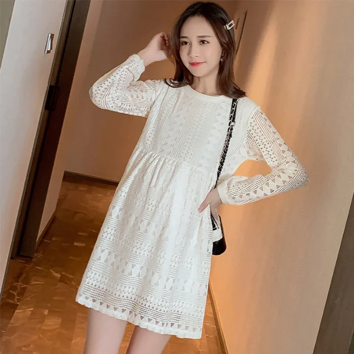 

Pregnant Women Spring Clothing on Clothes Pregnant Women Loose Fashion Elegant Pullover Lace Long Sleeve Versatile Korean-style
