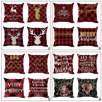 

Christmas Decorative Pillowcases Polyester Merry Christmas Santa Claus Throw Pillow Case Cover Elk Pillowcase poszewka 4PCS