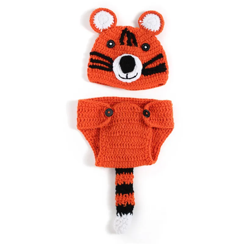 new baby souvenirs	 2Pcs/Set Crochet Knit Cartoon Tiger Hat Long Tail Pants Outfits Baby Photo Costume Clothes Newborn Photography Prop infant photography near me