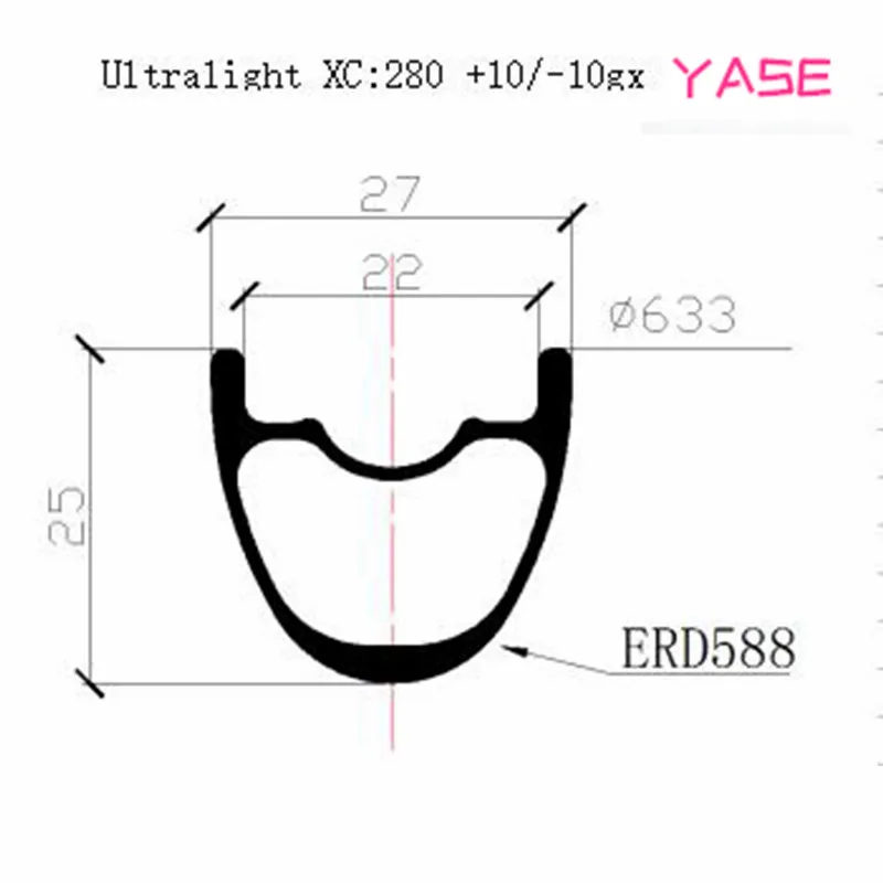 YASE 29er сверхлегкие Углеродные Диски для горных велосипедов обод 27x25 мм симметрия бескамерный велосипедный Руль стальной диск MTB Диски ERD 588 мм 280 г