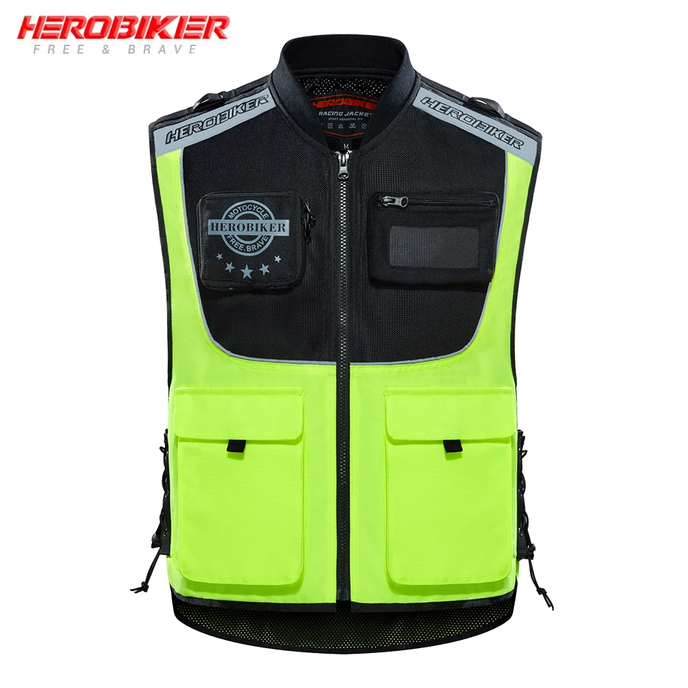 HEROBIKER, новая мотоциклетная куртка, светоотражающий дизайн, жилет, одежда для мотокросса, бездорожья, жилет для мотоциклистов, куртка для ночной езды - Color: MV001 VEST