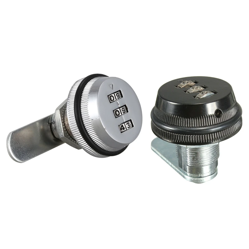 

2 Pcs Alloy Code Combination Cam Lock Keyless Post Mail Box Cabinet RV 3 Dial , Black & Silver