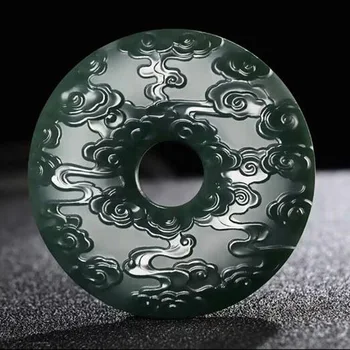 

Natural Authentic Hetian Jade Sapphire Pendant Gift Round Necklace Brand Men Women Real Jewelry