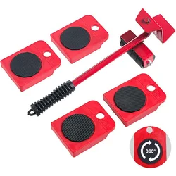 Chariot élévateur de Transport de meubles, kit d'outils de déplacement à 360 degrés poulie universelle avec 1 barre d'outils manuels ménagers 