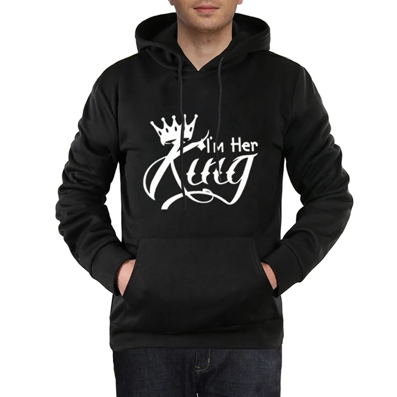 I'M Her KING I'M His QUEEN/пара толстовок с капюшоном на Рождество для женщин и мужчин; Женская толстовка с длинным рукавом; повседневные рождественские пуловеры