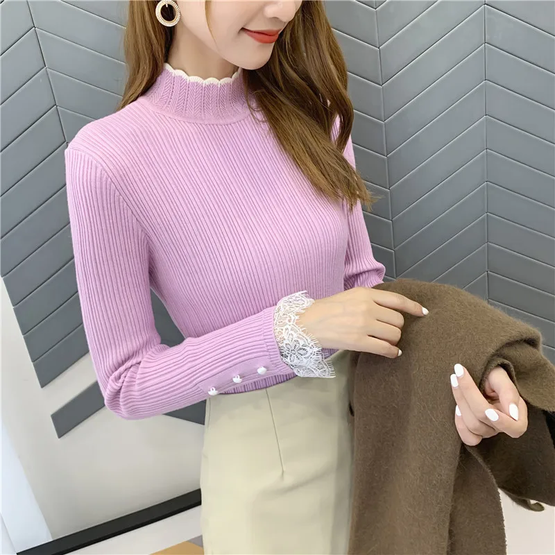 Пуловер Blusas De Inverno Feminina, 9411, настоящая фотография, утепленный джемпер с кружевными рукавами, 38- 1-й этаж, 3 ряда, 4 полки