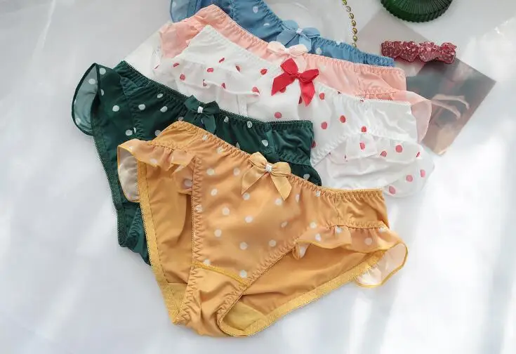 Женское нижнее белье трусики в горошек с оборками и принтом Lolita Kawaii WP639 новинка 2020