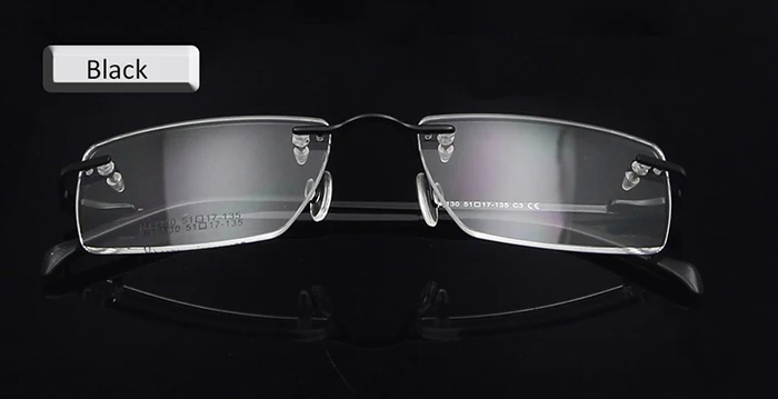 Металлический сплав оправа для очков мужские высококачественные без оправы квадратные оптические Рецептурные очки для близоруких очки бескаркасные мужские и женские - Цвет оправы: Rimless  black