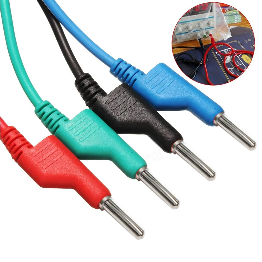 

4pcs 4 Colors 1M 4mm Banana to Banana Plug Soft Silicone Test Cable Lead for Multimeter