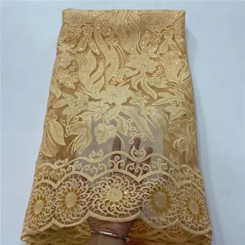 

High Quality Milk Silk Lace Fabric Latest African Milk Silk Lace Fabric With Sequins For Nigerian Dress French Mesh Lace r17-89