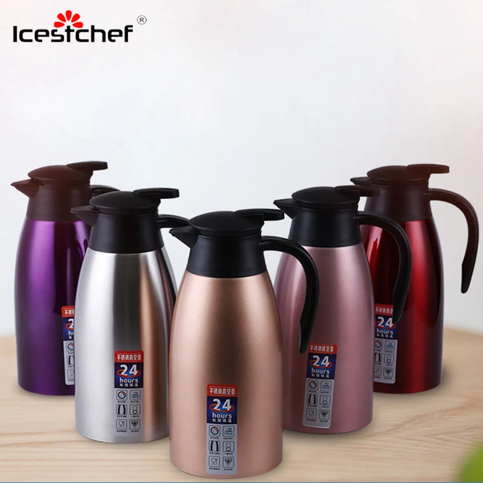 ICESTCHEF 2L колба из нержавеющей стали Термос тепловой вакуумная фляжка Изолированная колба для воды большой емкости Герметичная Бутылка Для Воды