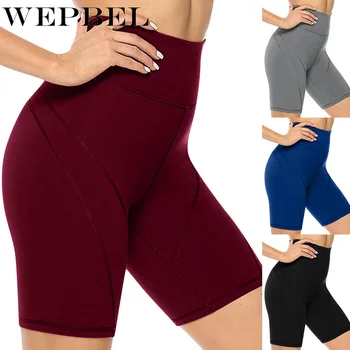 

WEPBEL High Waist Elasticity Yoga Shorts Sport Legging Workout Solid Color Gym Fitness Sports Tight Shorts Training Shorts
