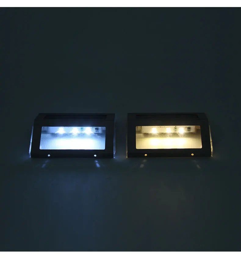 Amazon Горячая Солнечная Лампа 3LED из нержавеющей стали Солнечная Лестница свет водонепроницаемый Пейзаж Солнечная настенная лампа