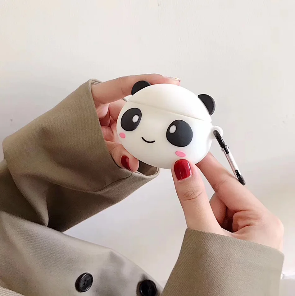 Для AirPods чехол 3D милый мультфильм пара панда Голова Чехол для наушников для Airpods 2/i10/i11 TWS Защитная крышка с крючок карабина