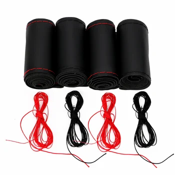 

Car Covers Soft Leather Braid on the Steering-wheel of Car DIY Steering Wheel Covers With Needle and Thread Anti-slip 38cm/40cm