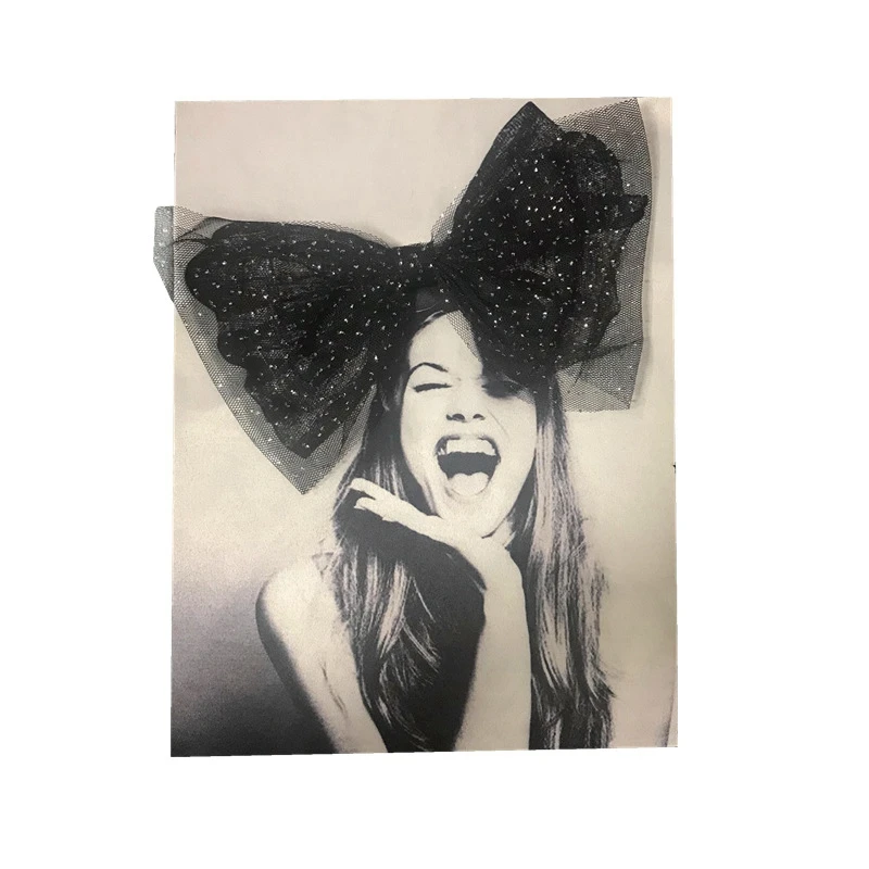 Изящные черные кружевные красивые нашивки с бантом для девушек Пришивные