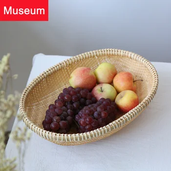 

Mu Shan Bamboo Weaving Baskets Dustpan Basket You Accept Bamboo Plaque Hollow Out Bring Mesh Ellipse Bamboo Basket Household