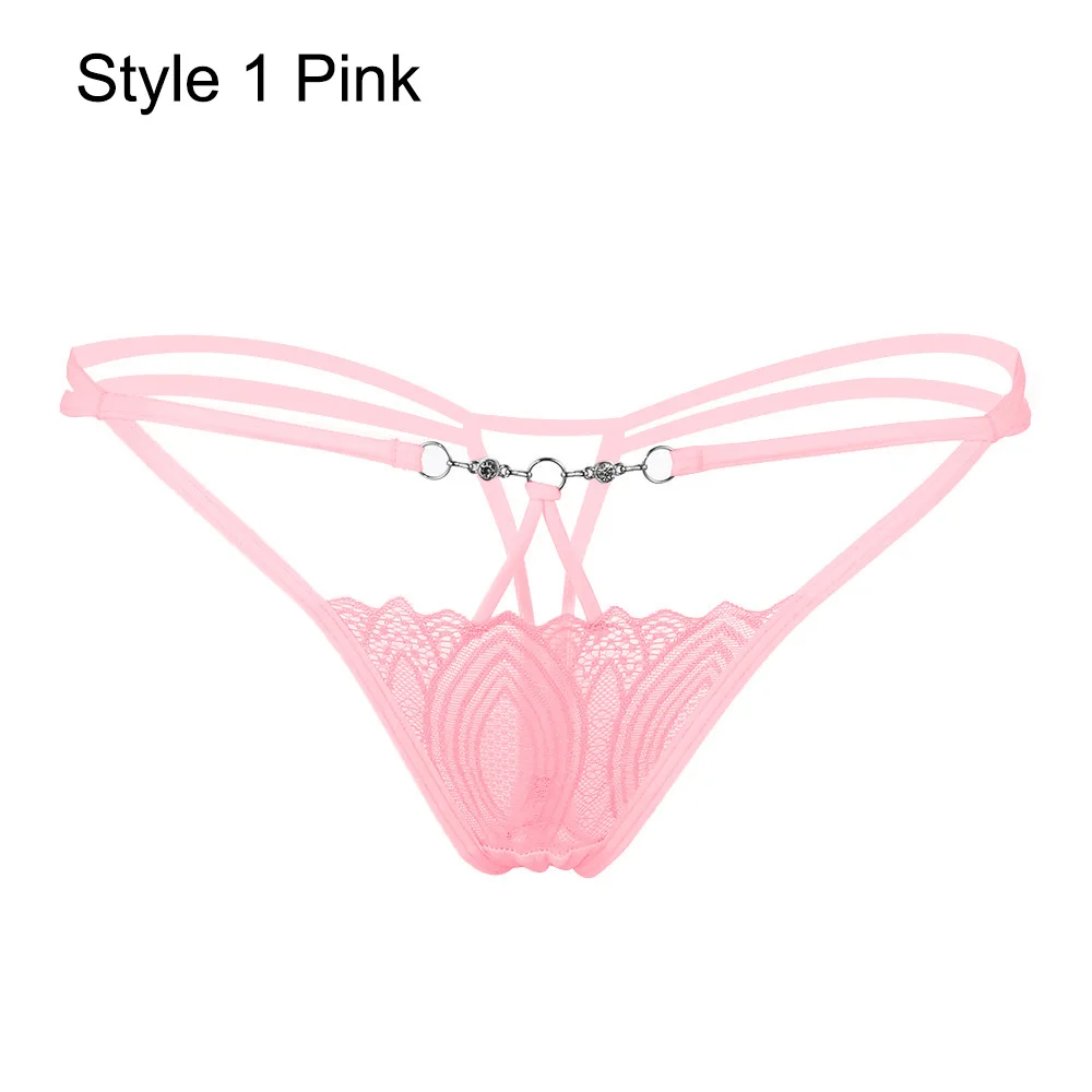 Style 1 Pink Женское сексуальное, Эротическое белье стринги кружевные цветы трусики с низкой посадкой трусы сексуальное Т-образное Прозрачное нижнее белье модные трусы - Цвет: Style 1 Pink