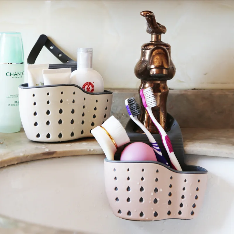

Sink Shelf Soap Sponge Drain Rack Silicone Storage Basket Bag Faucet Holder Adjustable Bathroom Holder Sink Kitchen Accessorie