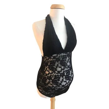 

Pregnant Sexy Lace Lingerie Underwear Clothes For Women Bodysuit Pajamas Erotic Floral Embroidery Deep V Neck Photography Props