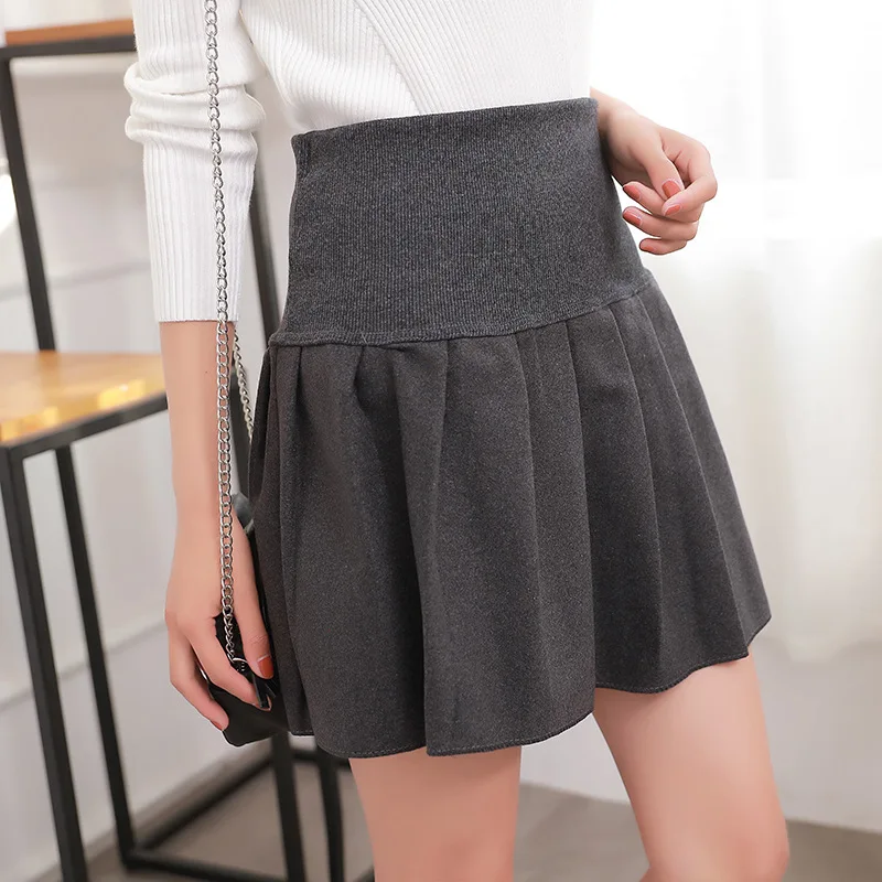 Woolen Skirt Autumn And Winter New Style High Waist Skirt Korean-style Waist Hugging Pleated Short Skirt a Generation of Fa