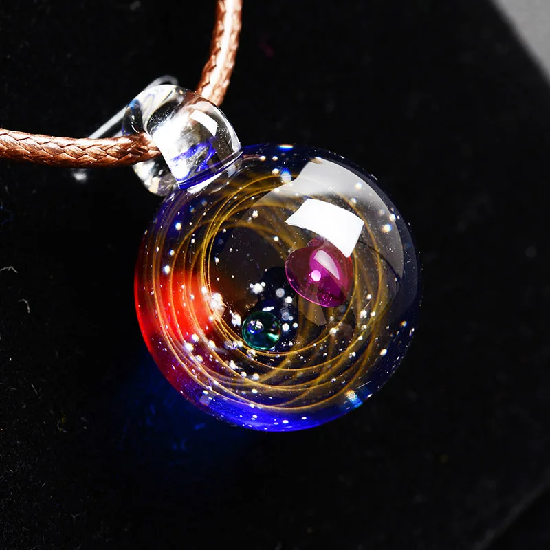 N239-5 BOEYCJR Universe Star Moon glass beads Planets Подвеска Ожерелье галактика Веревка Цепь Солнечная система дизайн ожерелье для женщин - Окраска металла: N239-5