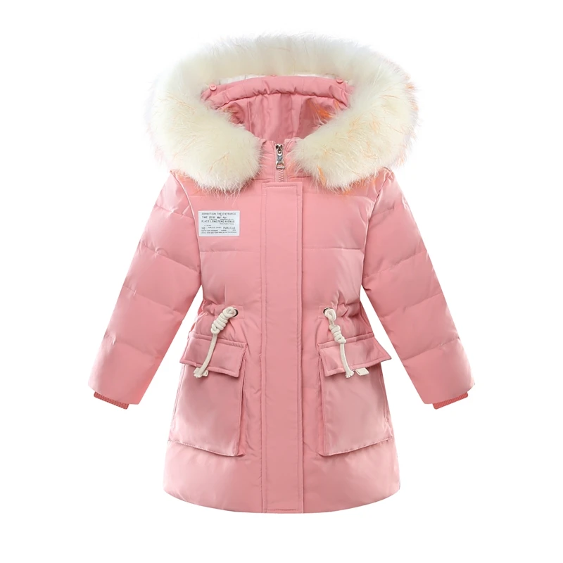 

children's winter jackets for girls 2019 Casual Midi Long Thicken Warm Clothes Drawstring Russian Down Coat For Girls Parka 5-14