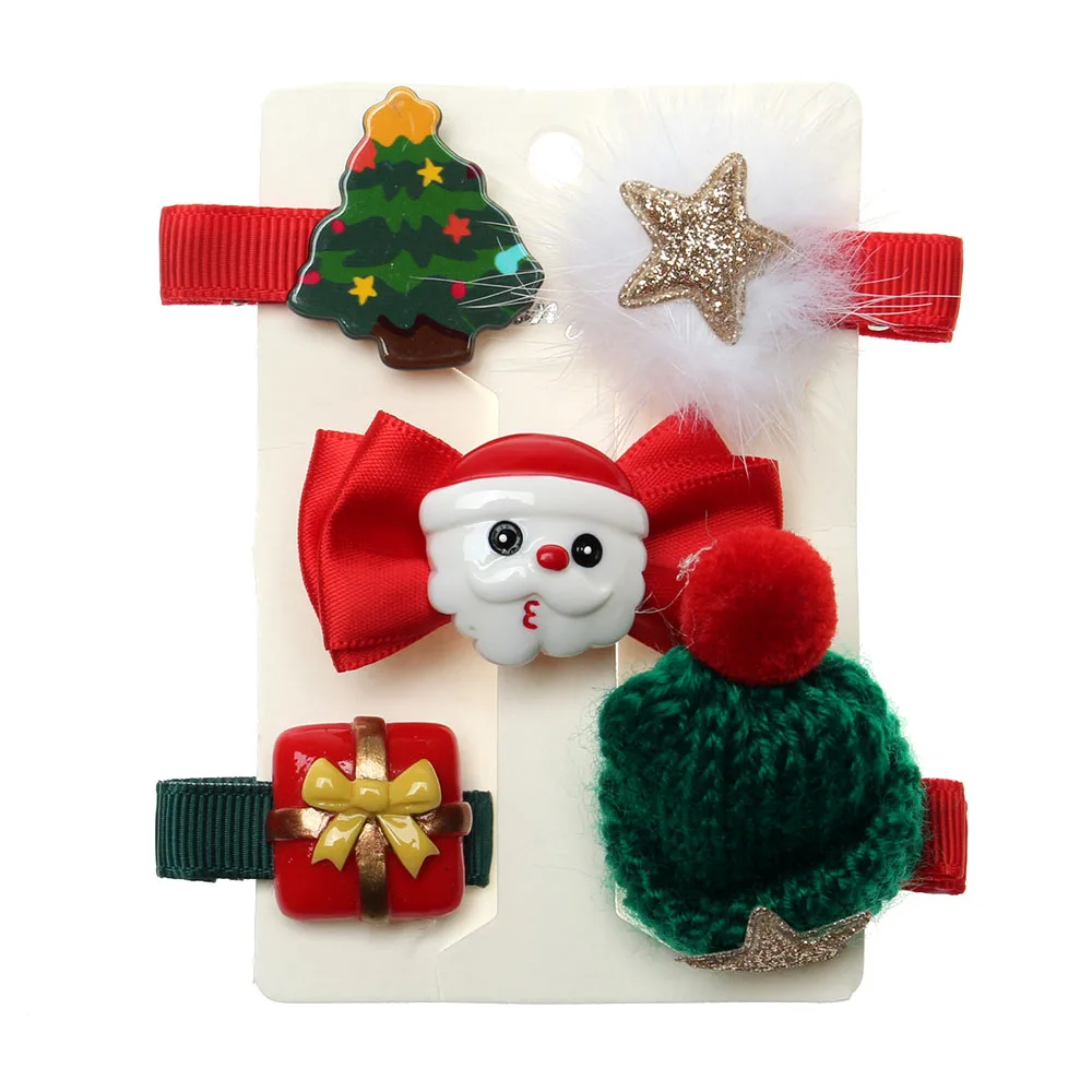 Bow Claus 5 шт./компл. корейская детская Заколки для волос аксессуары для волос на Рождество для девочек в Виде Короны Тиара заколка заколки подарки Мода Горячая Распродажа - Цвет: Bow Claus