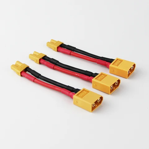Amass XT60 to XT30XT60 Male Female Soft 1614awg Silicone plug Connector Adapter cable for FPV RC Lipo Battery ESC Motor Drone title=