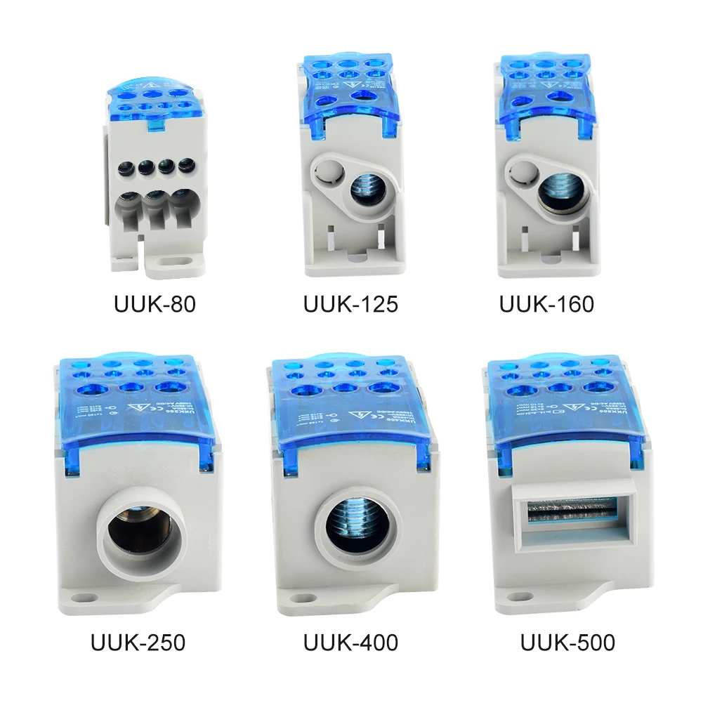 

1PC UKK80A 125A 160A 250A 400A 500A Rail Type One-In-Six-Out Terminals Line Distribution Box Current Connection Open Wire Box