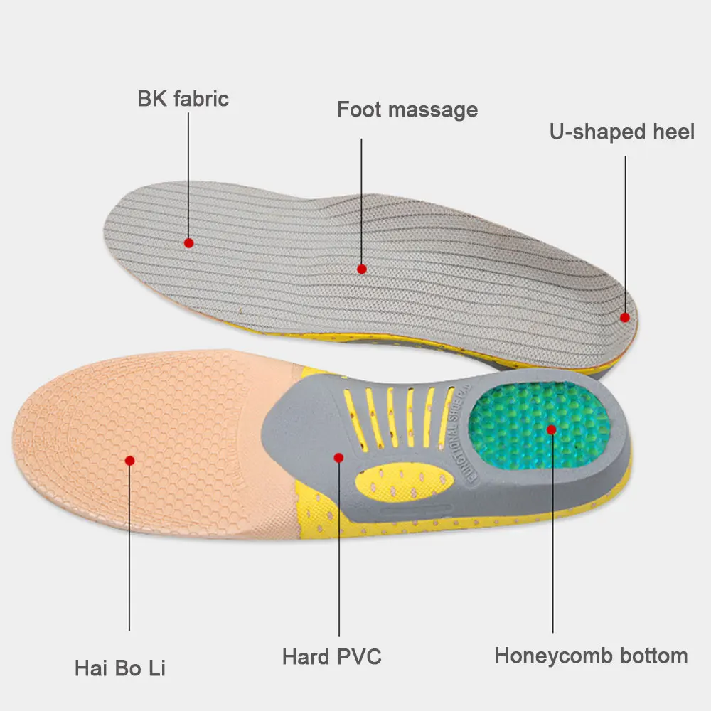 Orthotic Insole Sports Insole Health Soft Motion Grey 2pcs Silica Gel Massage Comfortable Environmental Protection