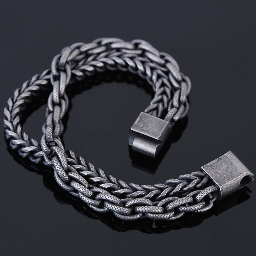 Большой размер 10 дюймов 25,5 см длинный двойной браслет-цепочка для мужчин винтажные мужские браслеты из нержавеющей стали крутые ювелирные изделия для лучших друзей