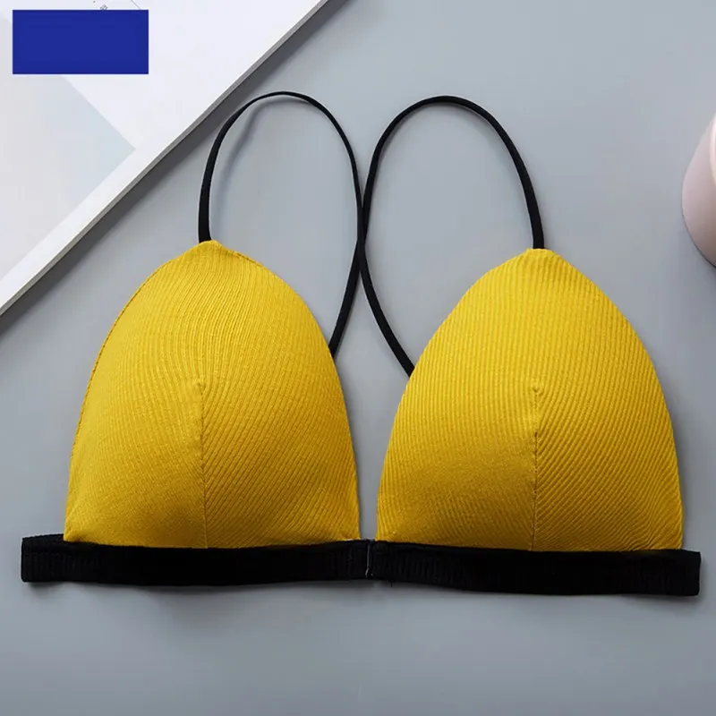 Sexy Triangle Cup Bralette Women Cross Straps Push Up Seamless Bra Women Front Closure Lingerie Bra Backless Brassiere Underwear