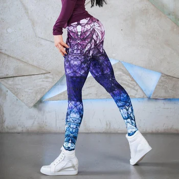

Nessaj Printing Women Leggings High Waist Polyester Knitted Standard Casual Pants Sexy Breathable Fitness Women Leggings