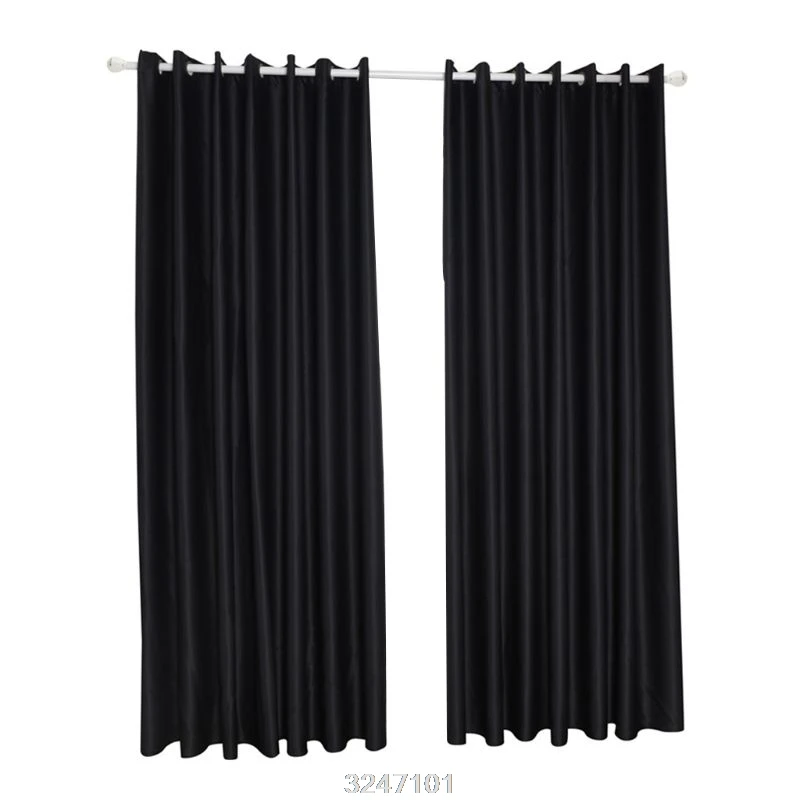 Thick Thermal Blackout Ready Made Eyelet Ring Top Pair Curtains Panel - Цвет: 8YY1200117-BK