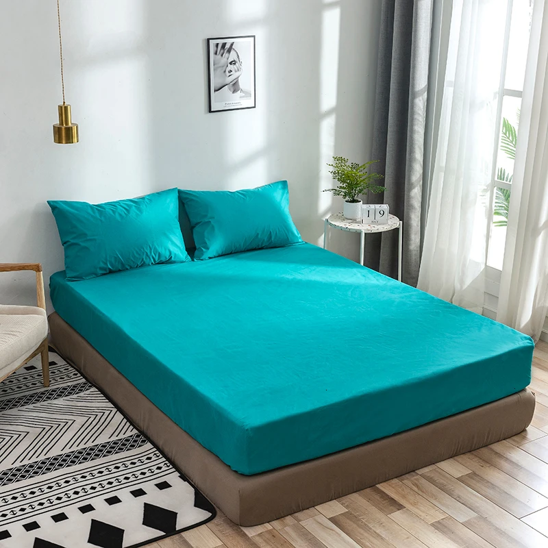 Гладкий Водонепроницаемый защитный чехол для матраса для кровати, дома, отеля, сплошной белый Влажный дышащий гипоаллергенный защитный чехол - Цвет: Model 9 Lake Green