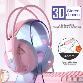 

Wired Earphones USB With Microphone Gaming Headsets Gamer Headphone Surround Sound Stereo Colourful Light PC Laptop Game Headset