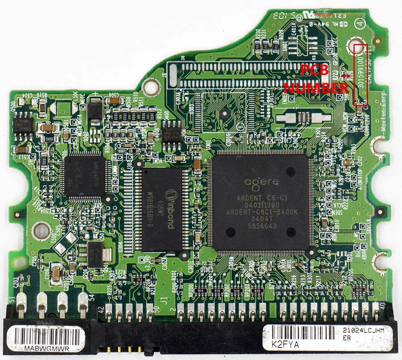 Maxtor Área de Trabalho Ide Disco Rígido Placa de Circuito Número: 301599100 Controlador Principal Ic: 040111300 040110200 040111500 - Imagem 3
