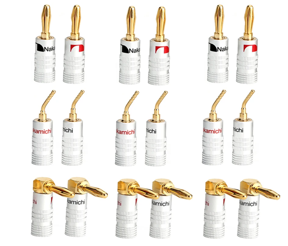 2pcs-4mm Banana Connector Gold-Plated For Video Speaker Adapter Audio Banana Plugs Wire Cable Connectors Binding Post1006