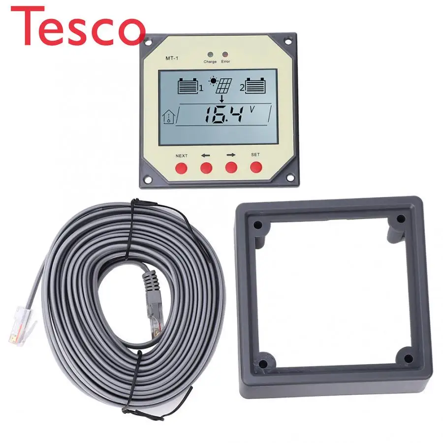 

EPever MT1 LCD Remote Meter for Dula Battery 10A 20A Solar Charge Controller Meter-1 with 10m Cable for remote display