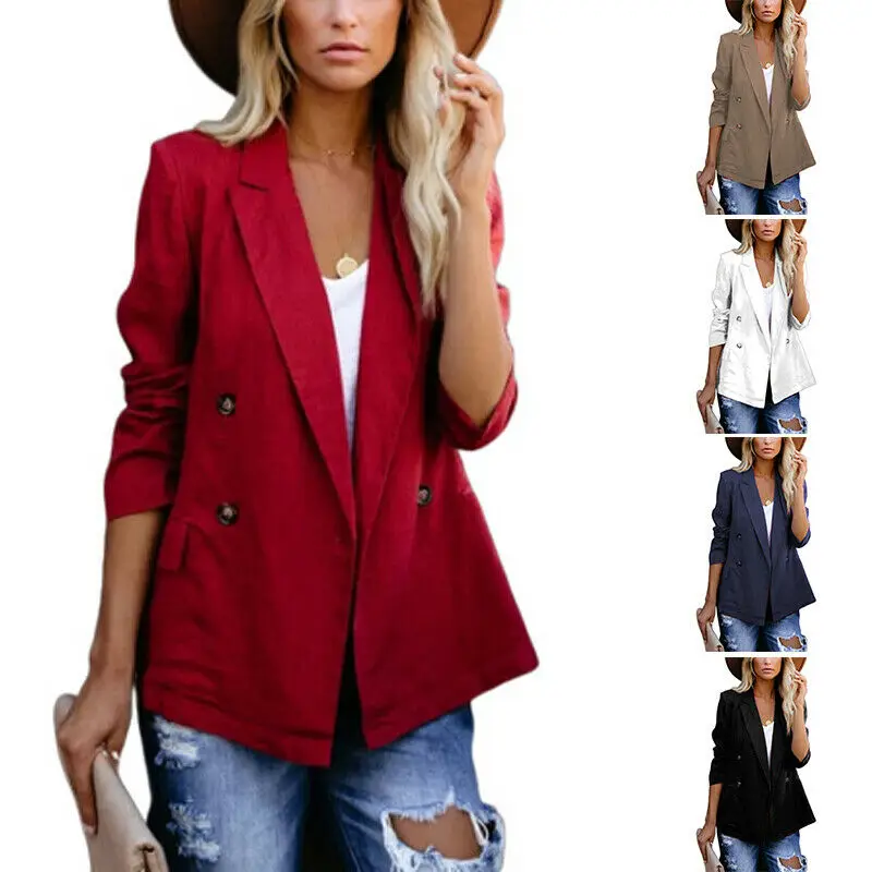 

Women's Coats Pure Color Tops Outwear Oversize Long Sleeve Blazer Simple Suit
