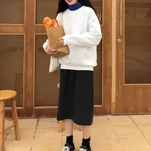 2 цвета, Осенние прямые женские юбки с высокой талией, повседневные однотонные длинные юбки-карандаш с высокой талией для женщин