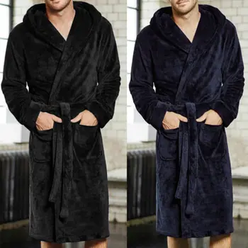 

New Arrival Winter Mens Lengthened Plush Shawl Bathrobe Home Sleepwear Long Sleeve Robe Coat