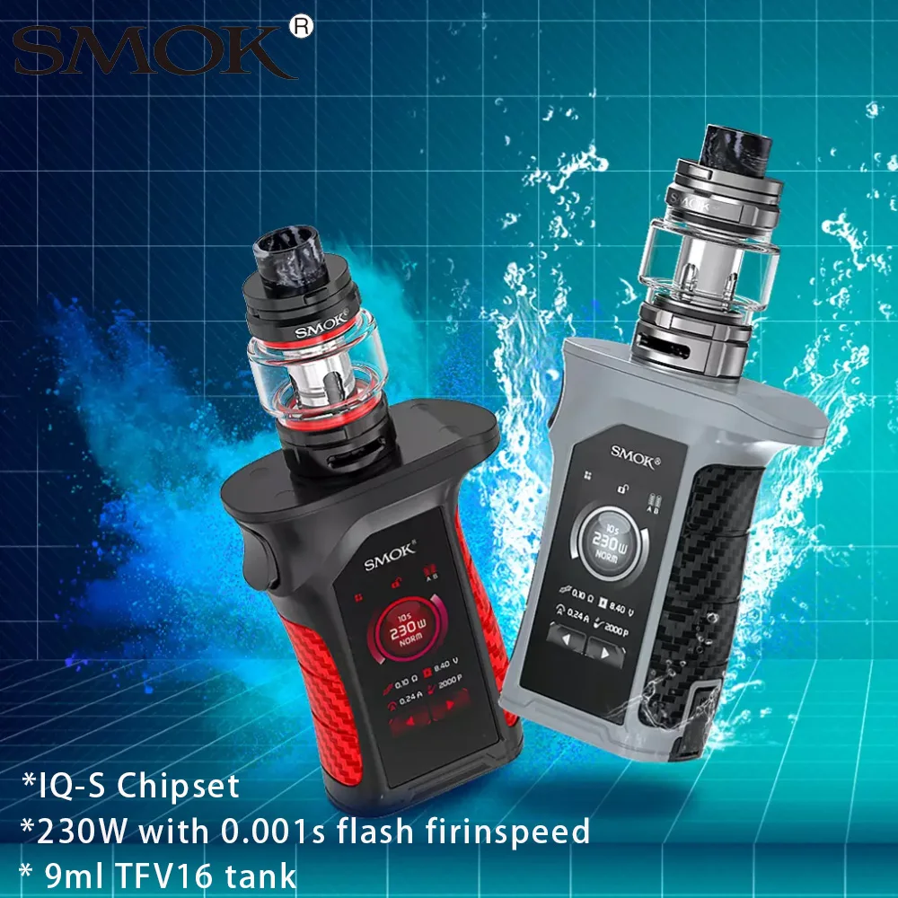 

Gift Smok Mag P3 Kit 230W Mag P3 Box Mod & 9ml TFV16 Tank Vaporizer E Cigarette vape Kit IQ-S Chipset by dual 18650 batteries