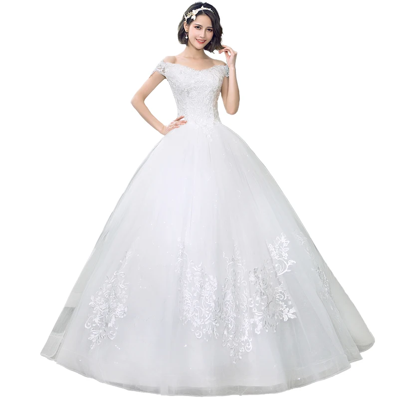 Свадебное платье Новое кружевное свадебное платье для принцессы с открытыми плечами простое кружевное свадебное платье Плюс Размер Vestido De Noiva