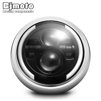 

BJMOTO Universal Black Housing 7.5 inch LED Headlight DRL HIGH / LOW Beam Headlamp For Cafer Racer Chopper Bobber